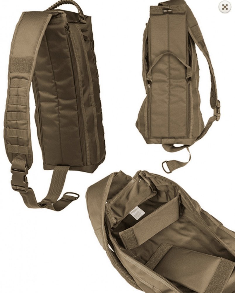 Mil-Tec Sling Bag Tanker Black – Tactical MOLLE Crossbody Pack with Dividers