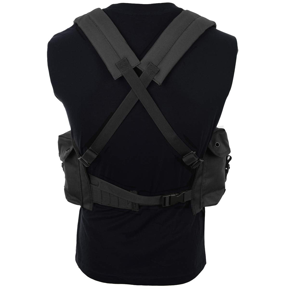 Mil-Tec Chest Rig Black Tactical Vest with Mag Pouches Military Airsoft