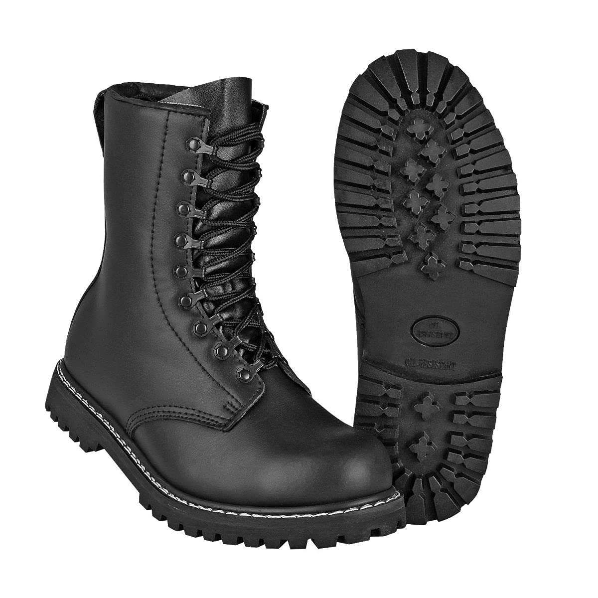 Mil-Tec Para Leather Boots with Toe Cap Black