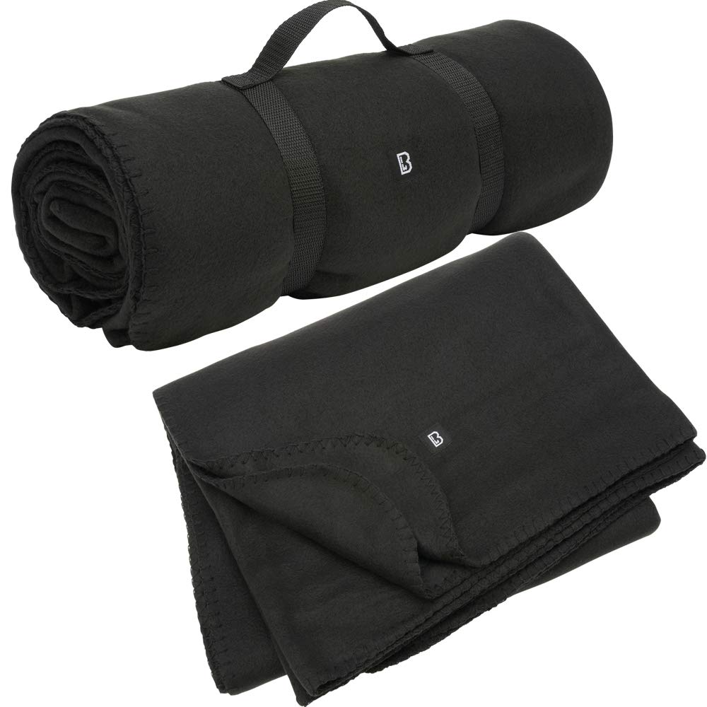 Brandit Fleece Blanket Black – Soft Lightweight Warm Travel Cover