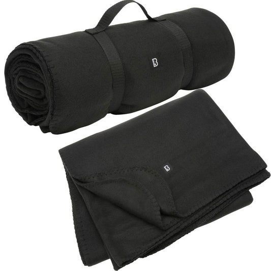 Brandit Fleece Blanket Black – Soft Lightweight Warm Travel Cover