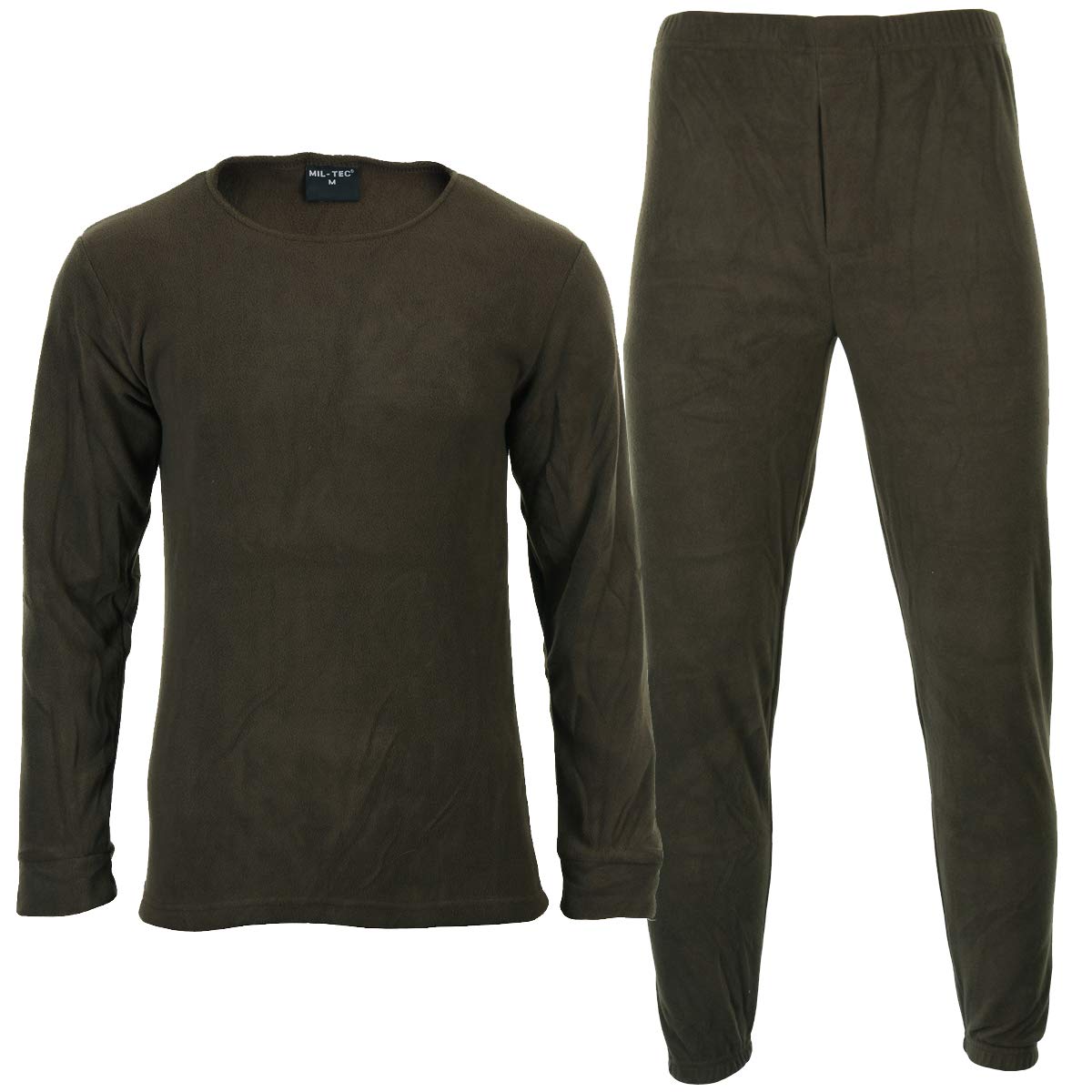 Mil-Tec Fleece Underwear Set with Round Neck Olive