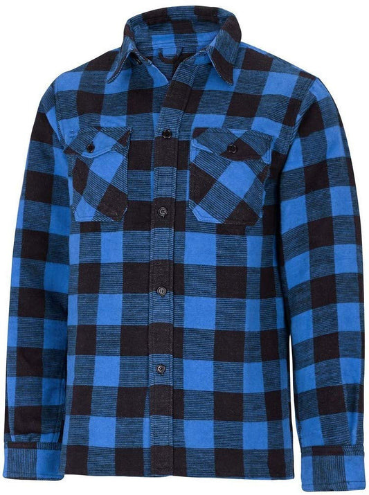 Mil-Tec Flannel Shirt Black Blue Cotton Long Sleeve Checkered 2XL