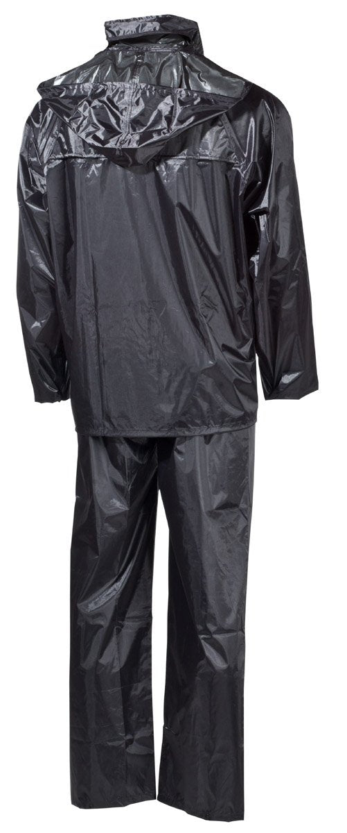 MFH Men’s 2-Piece Rain Suit – Black Waterproof Jacket & Pants Set