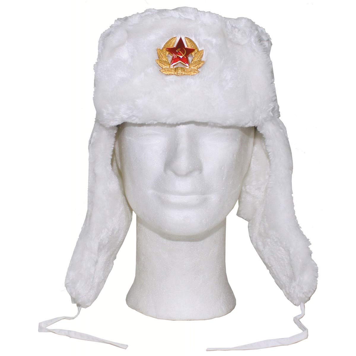 MFH Russian Fur Hat with Badge White