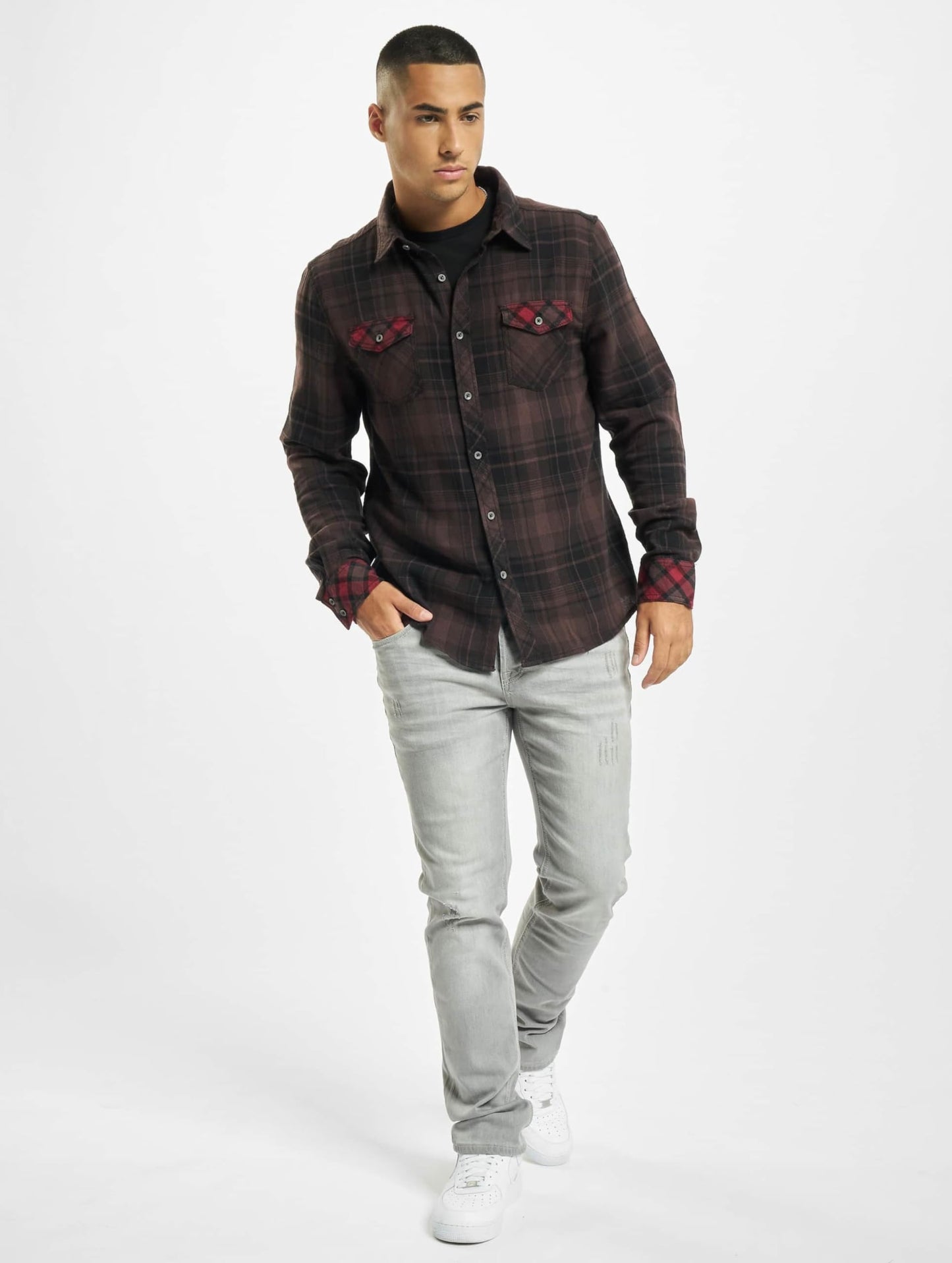 Brandit Men’s Checkshirt Duncan – Brown/Black Flannel Style Casual Shirt