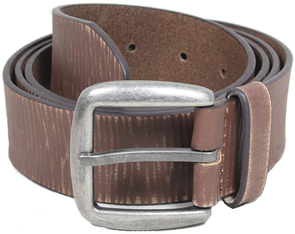 Vintage Brown Leather Belt Aged Effect with Sturdy Metal Buckle