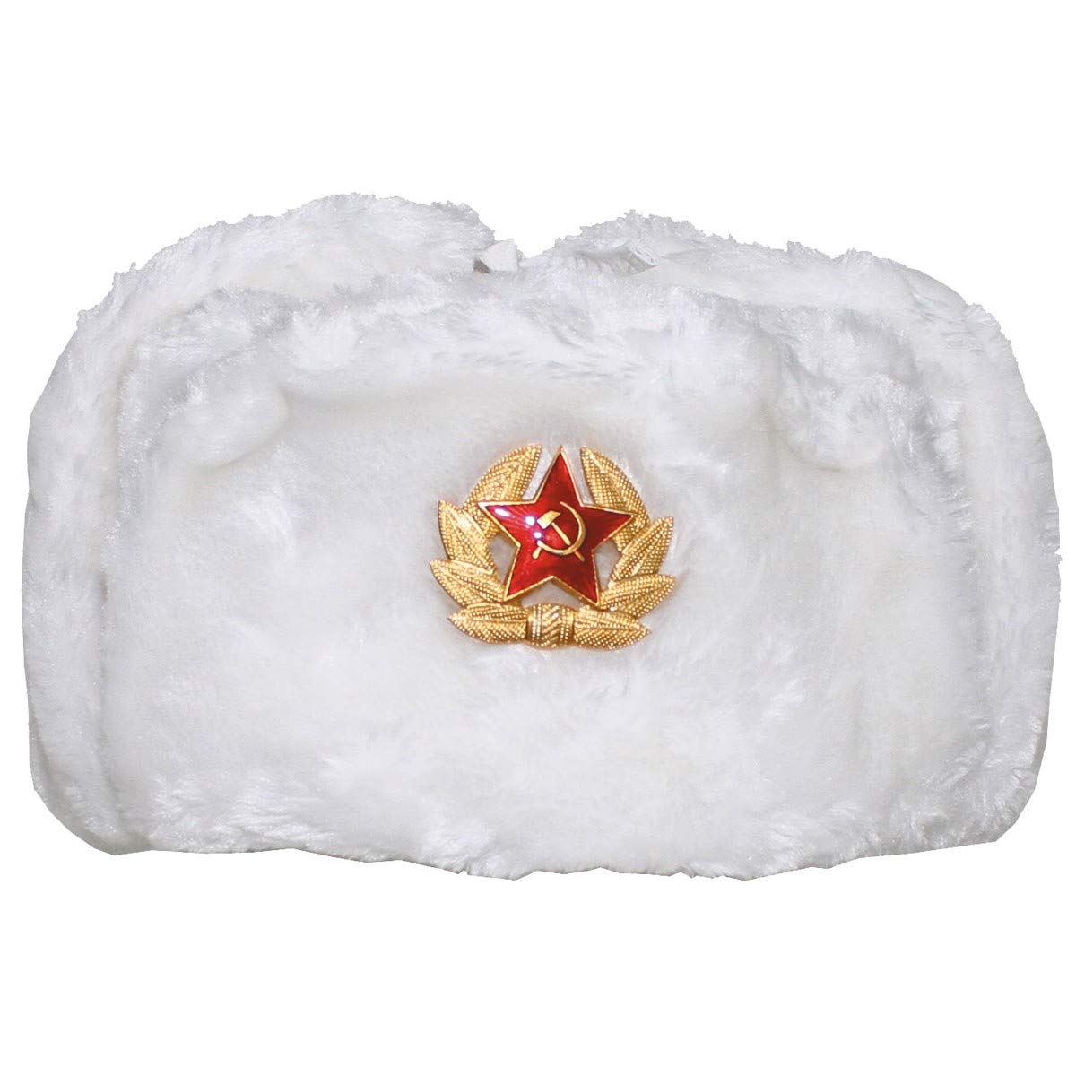 MFH Russian Fur Hat with Badge White