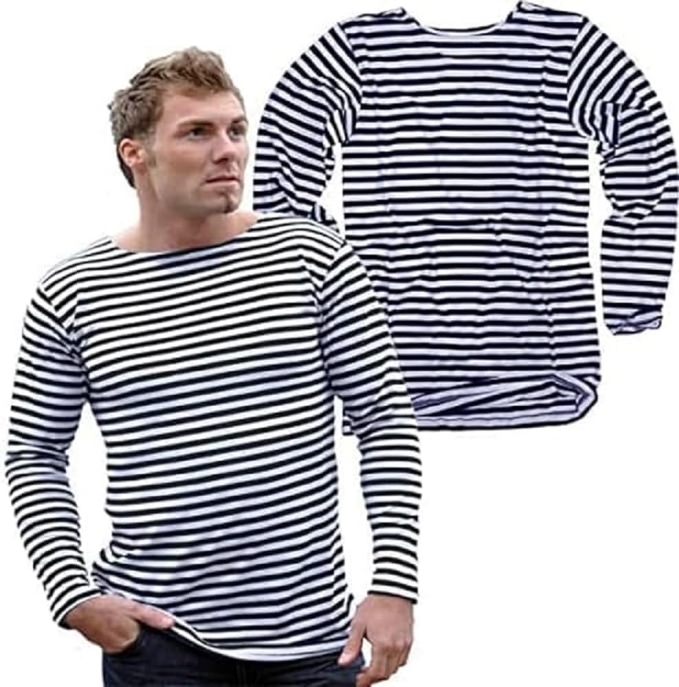 Mil-Tec Striped Summer Sweater Blue White Cotton Nautical Pullover S