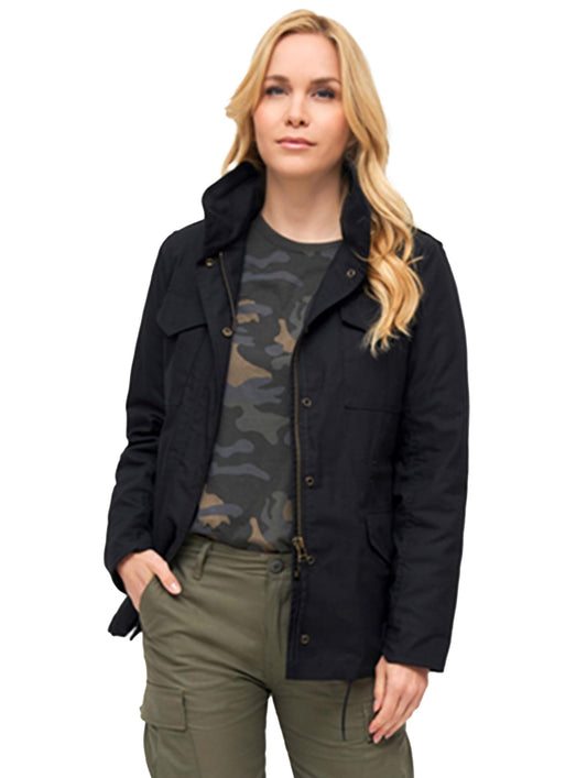 Brandit Women’s M65 Winter Jacket – Black Military Style Parka Coat, Size XS