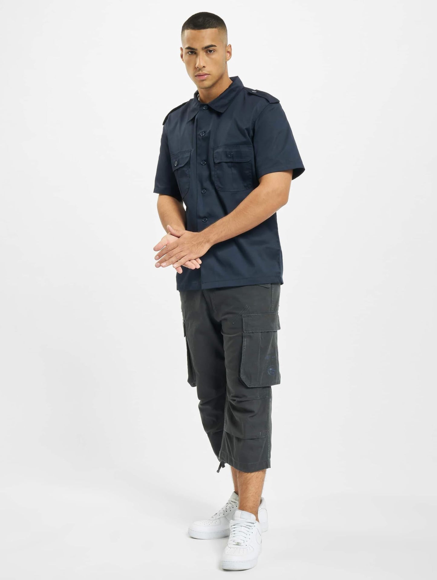 Brandit Men’s Half-Sleeve Shirt – Navy Cotton Casual Outdoor Top, Size 6XL