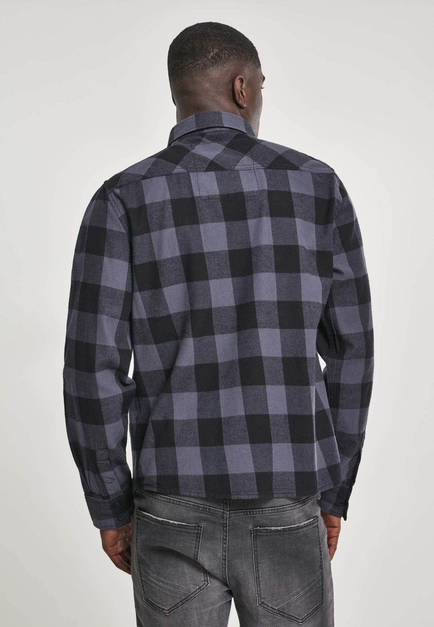 Brandit Men’s Check Shirt – Black/Charcoal Gray Casual Button-Up, Size 6XL