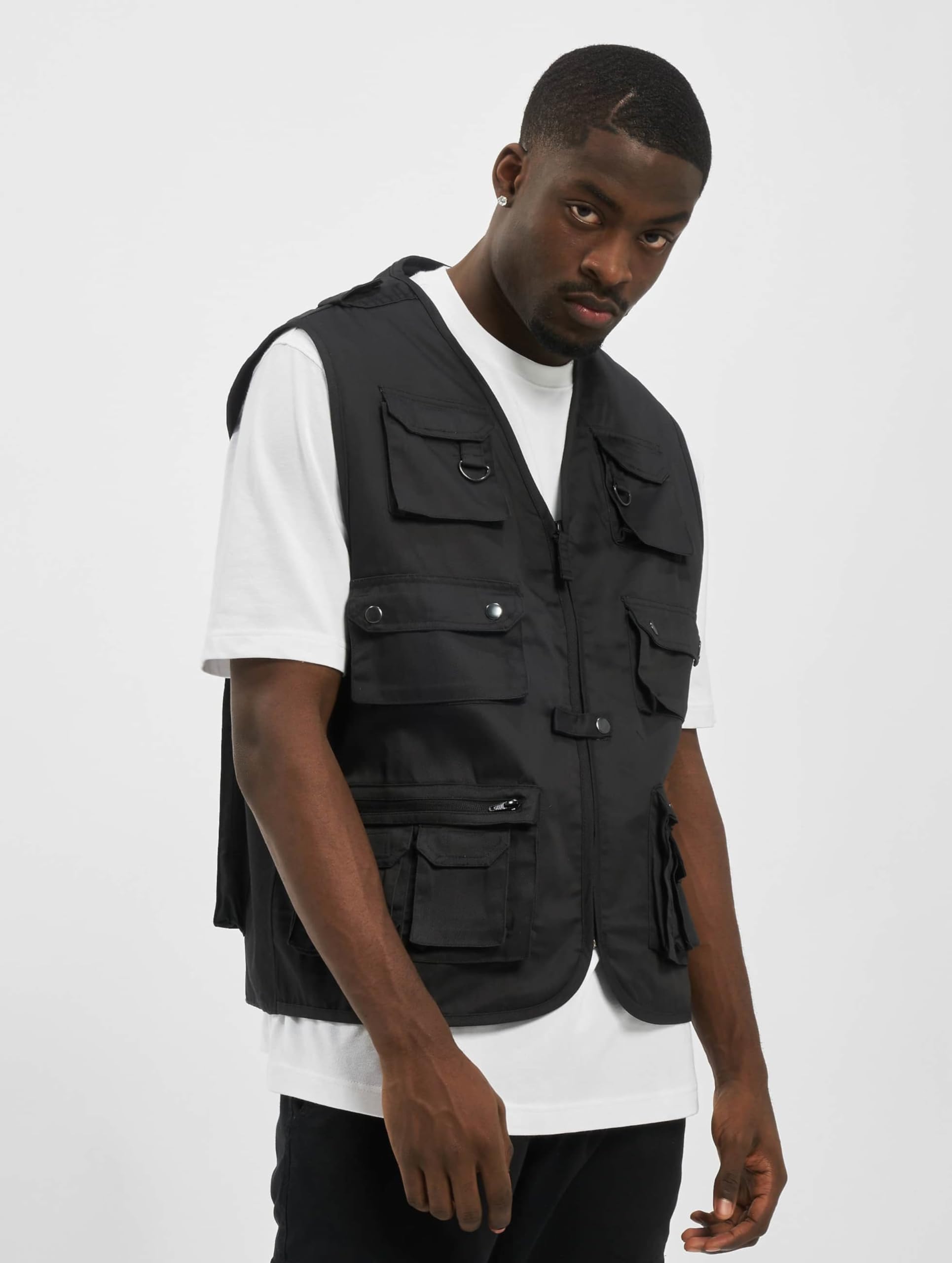 Brandit Men’s Hunting Vest – Black Outdoor Multi-Pocket Utility Vest, Size 5XL