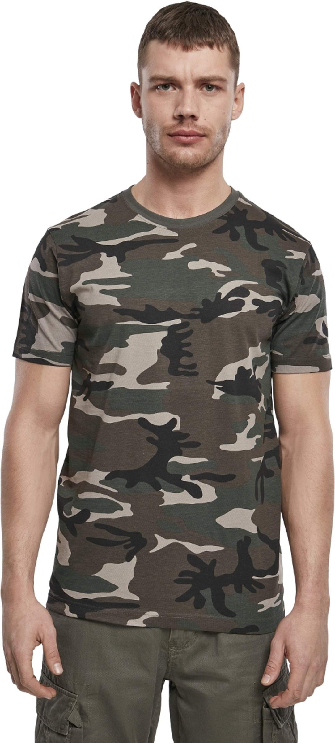 Brandit Men’s T-Shirt – Woodland Camo Cotton Crew Neck Casual Outdoor Top, 5XL
