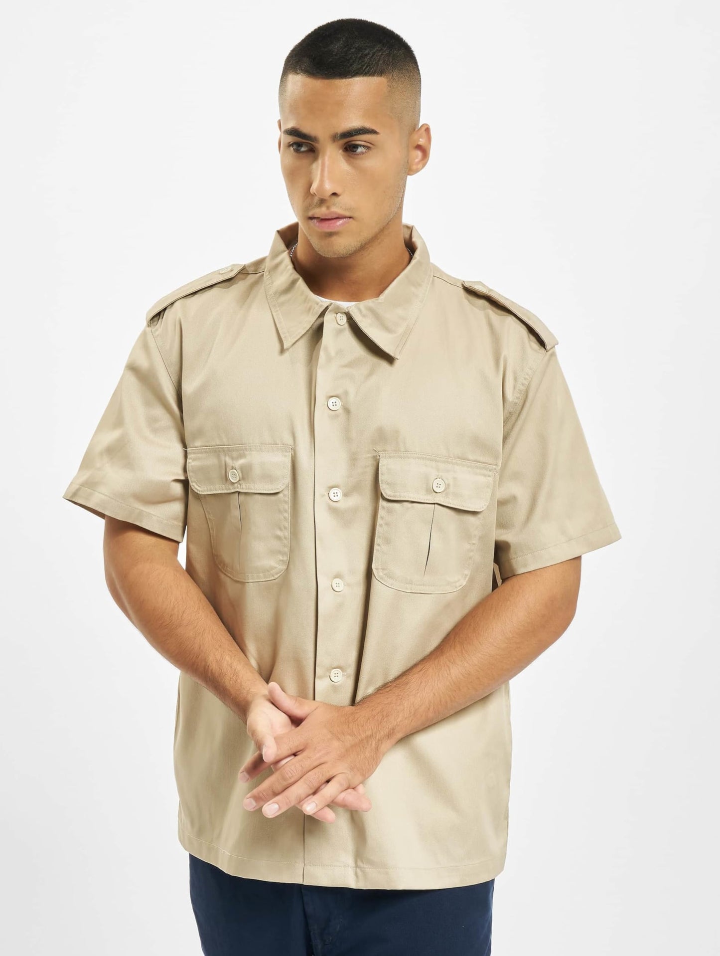 Brandit Men’s Half-Sleeve Shirt – Beige Casual Cotton Outdoor Top, Size 6XL