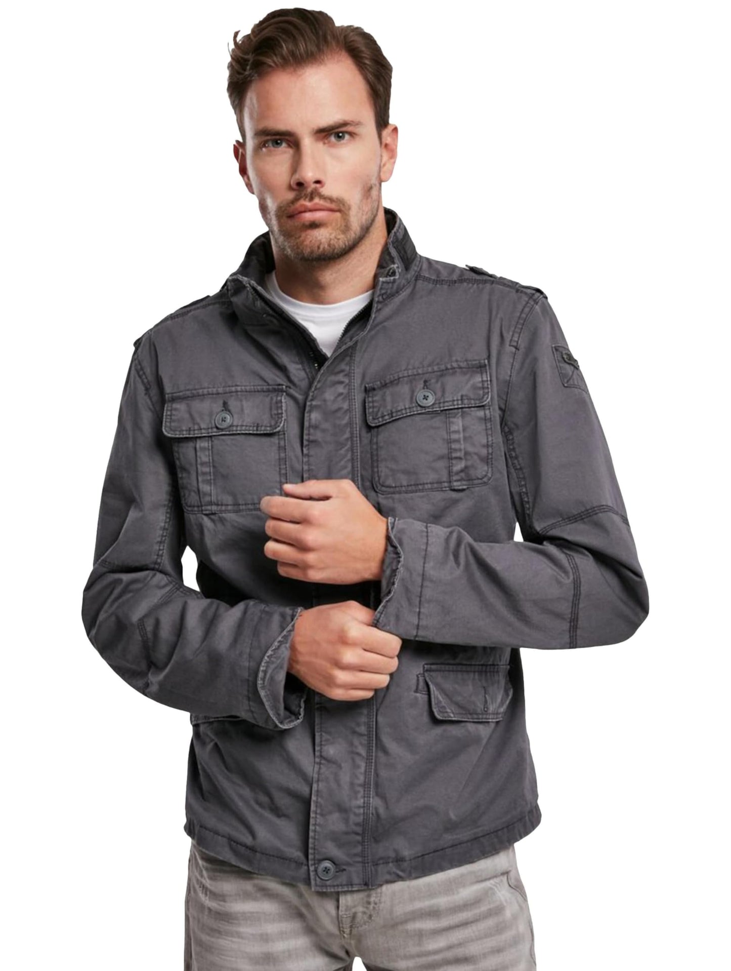 Brandit Men’s Britannia Jacket Olive – Vintage Military Style Cotton Coat