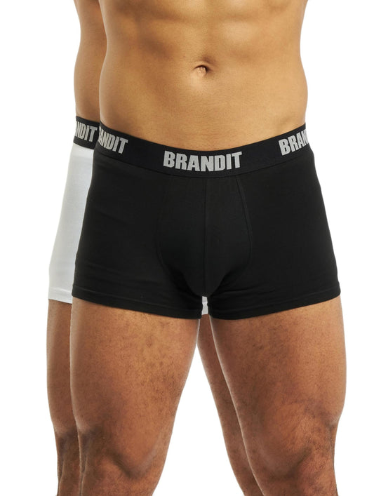 Brandit Men’s Boxer Shorts Logo 2-Pack White/Black 3XL – Cotton Underwear