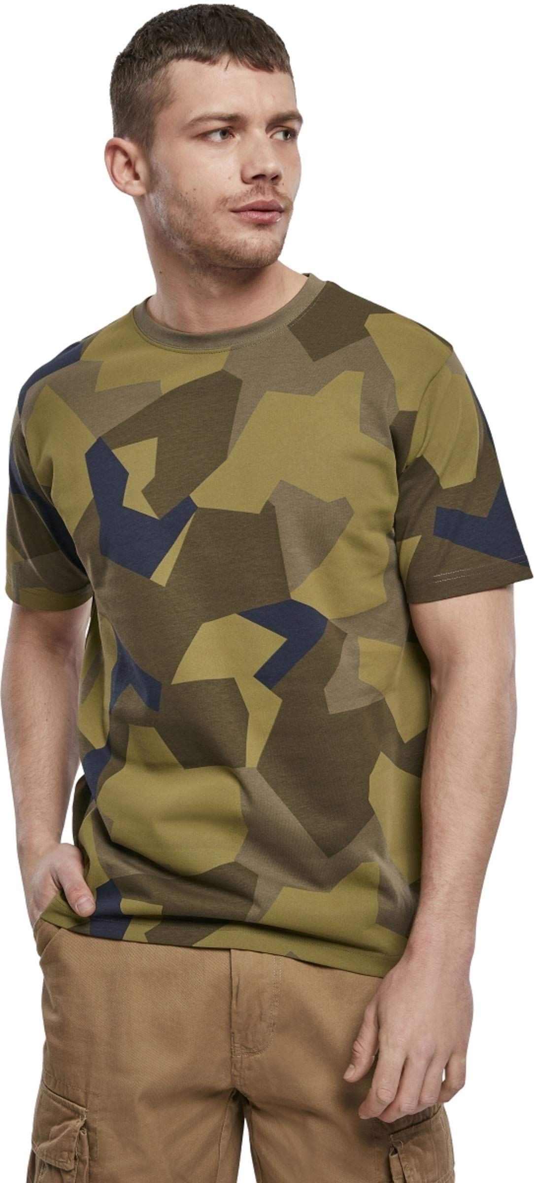 Brandit Men’s T-Shirt – Swedish Camo M90 Cotton Crew Neck Casual Outdoor Top