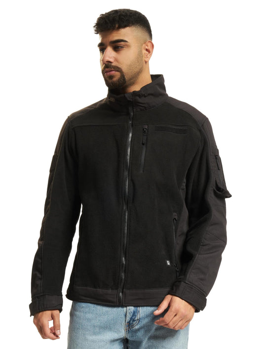 Brandit Men’s Ripstop Fleece Jacket Black 2XL | Warm Outdoor Zip Jacket