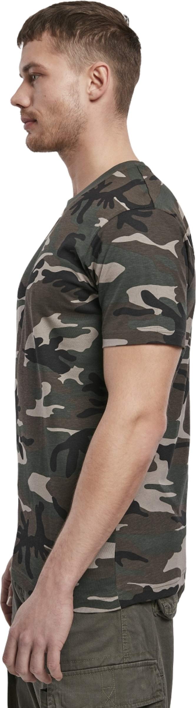 Brandit Men’s T-Shirt – Woodland Camo Cotton Crew Neck Casual Outdoor Top, XL