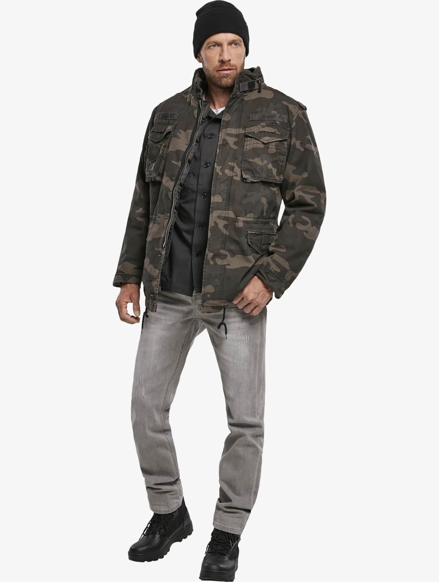 Brandit Men’s M-65 Giant Jacket Dark Camo – Vintage Military Field Coat XL