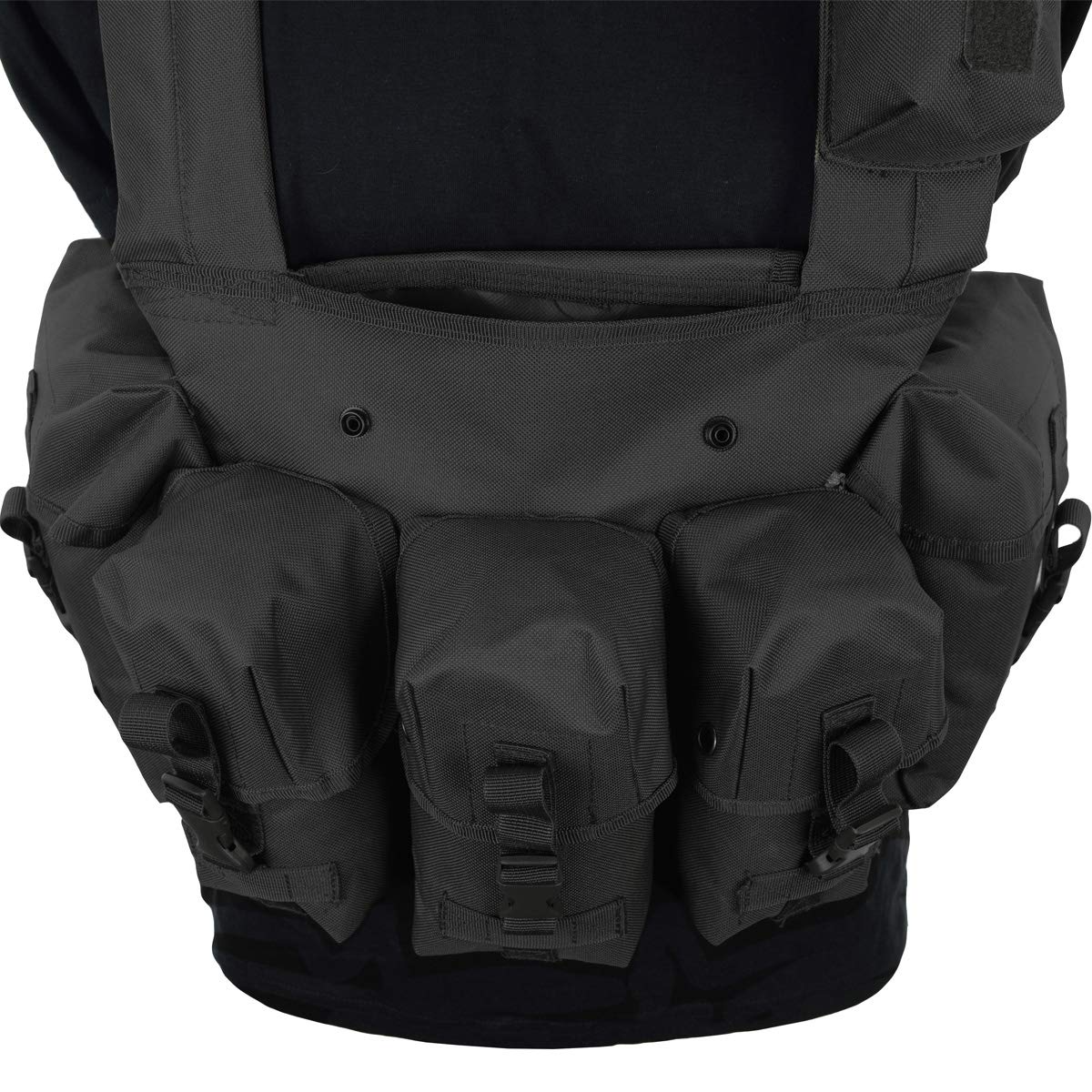 Mil-Tec Chest Rig Black Tactical Vest with Mag Pouches Military Airsoft
