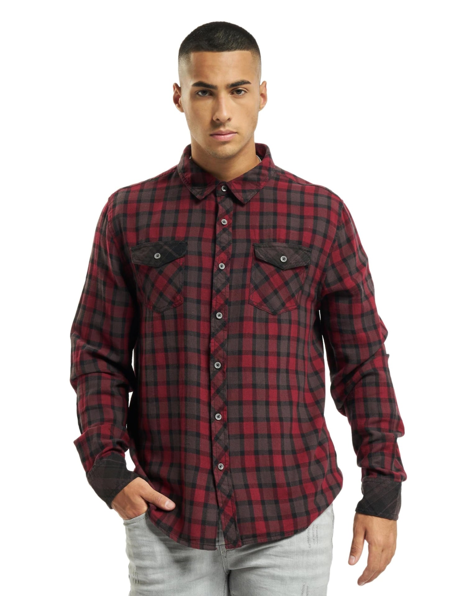 Brandit Men’s Checkshirt Duncan – Red/Brown Casual Flannel Style Shirt, Size S