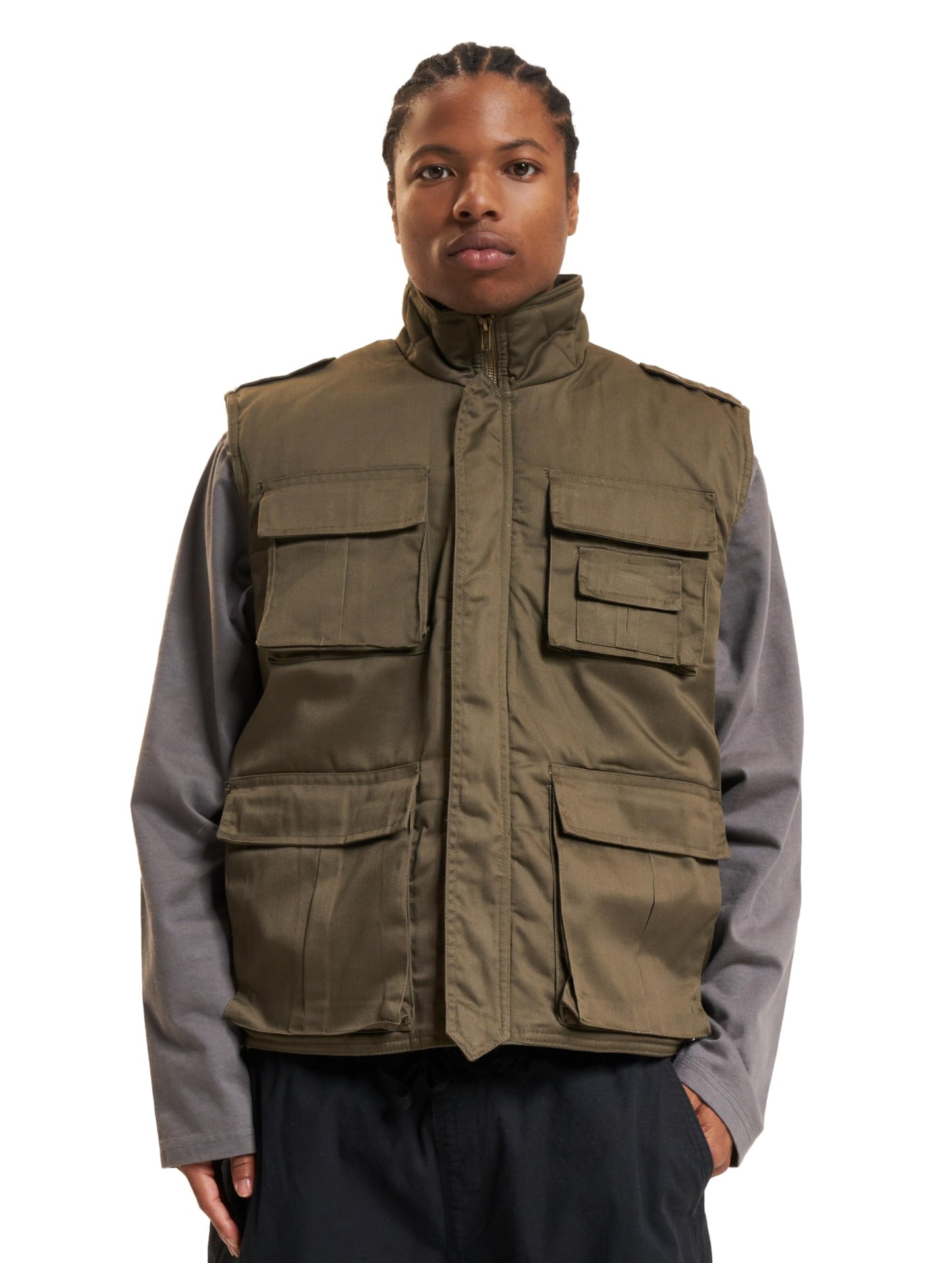 Brandit Ranger Vest – Olive Green Outdoor Multi-Pocket Utility Vest, Size L