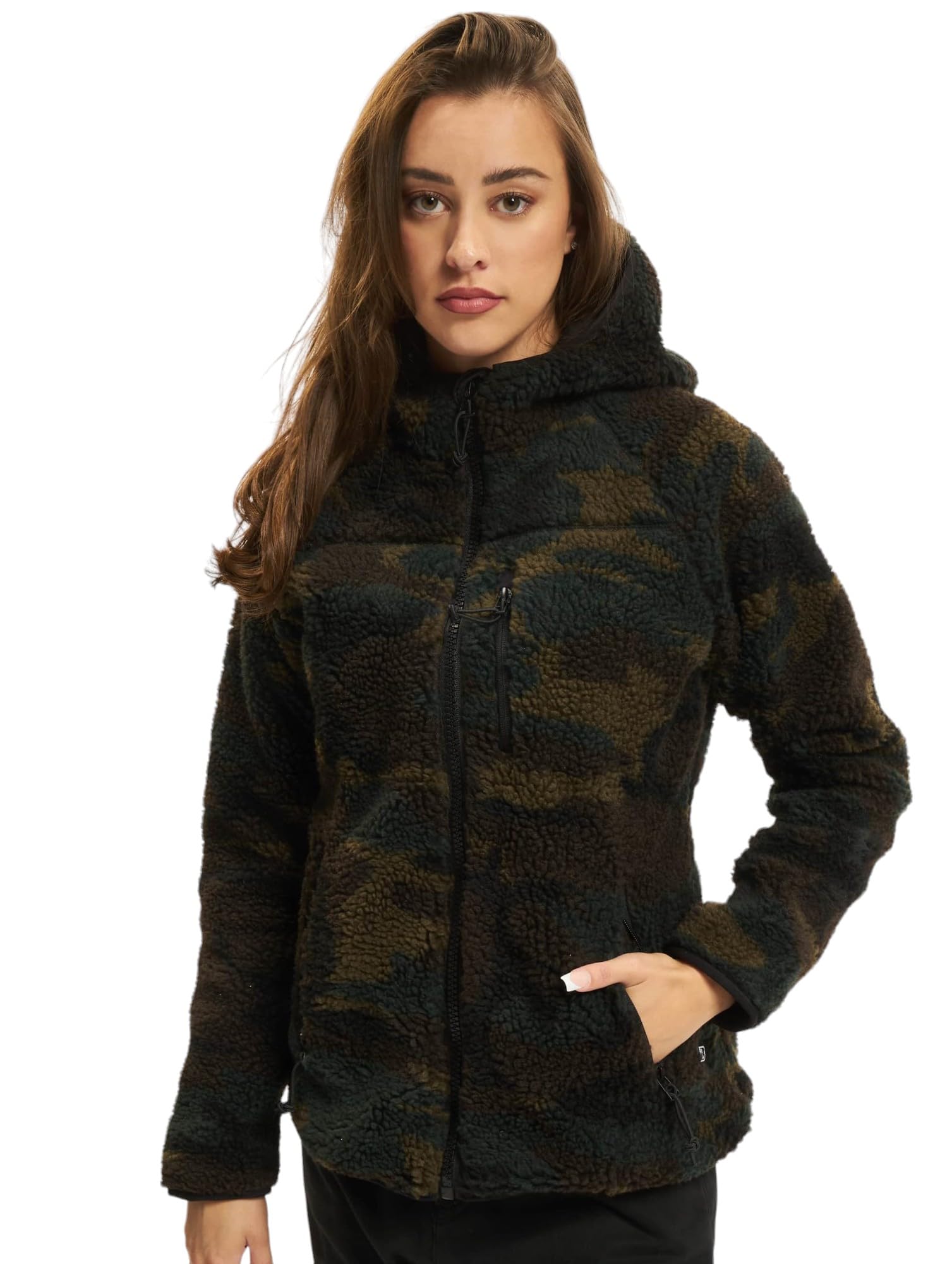 Brandit Women’s Winter Teddyfleece Jacket Woodland 4XL – Hooded Coat