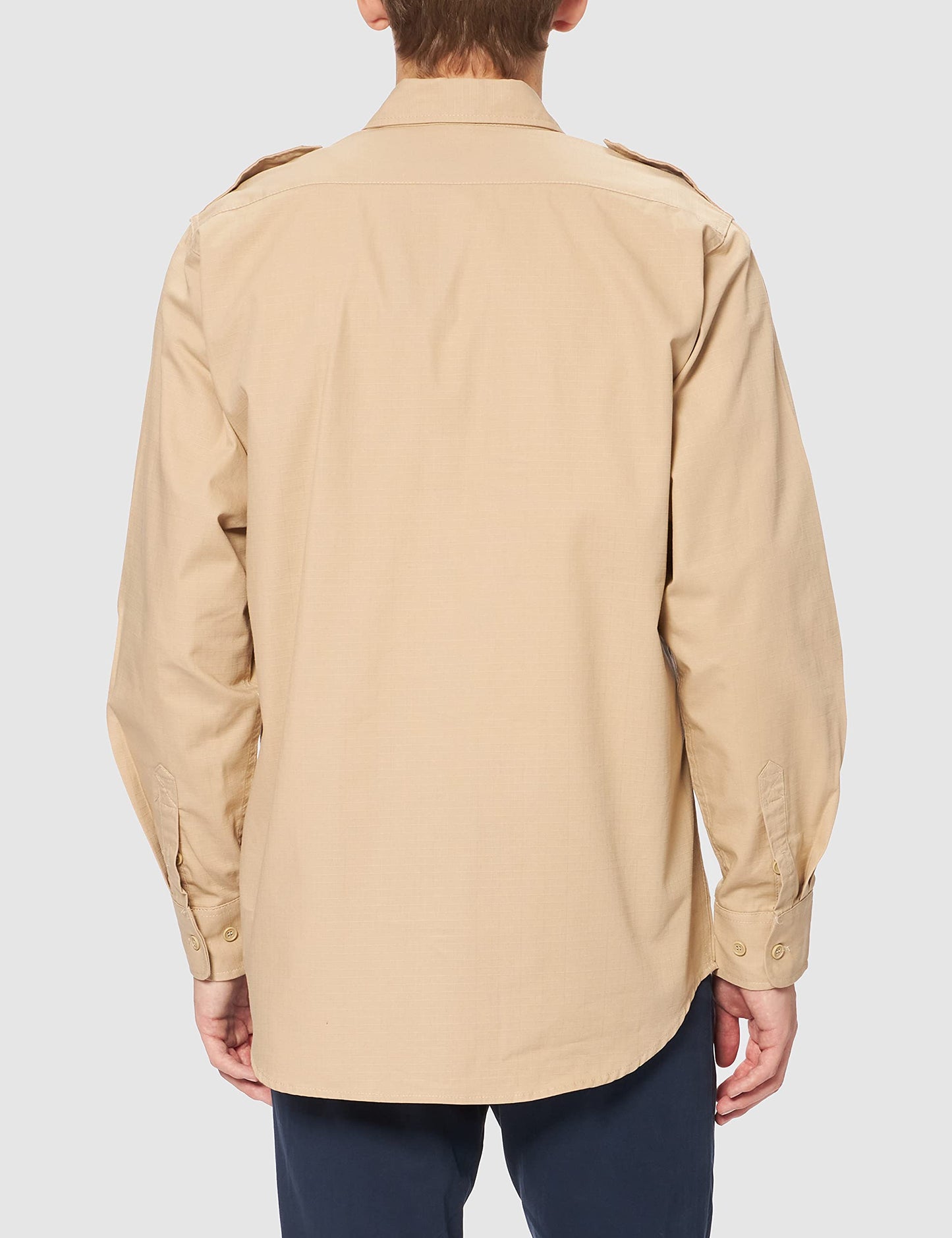 Mil-Tec Long Sleeve Tropical Shirt Khaki Cotton Military Style S