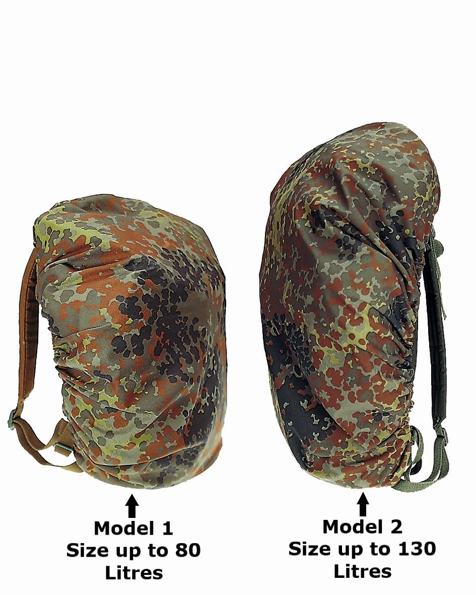Mil-Tec Flecktarn Rucksack Waterproof Cover – Camo Backpack Protector up to 130L