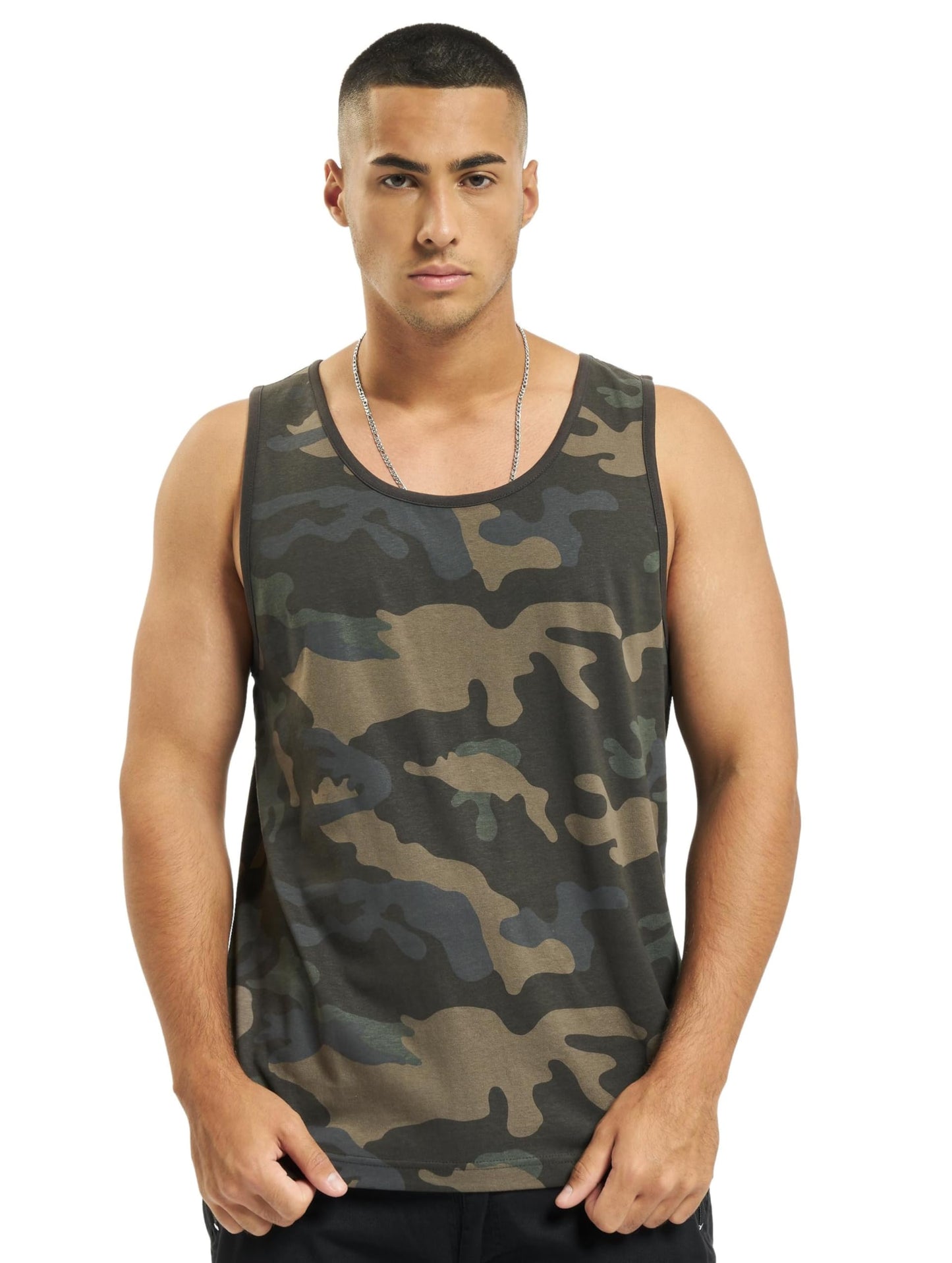 Brandit Men’s Tank Top Dark Camo XL – 100% Cotton Sleeveless Casual Wear