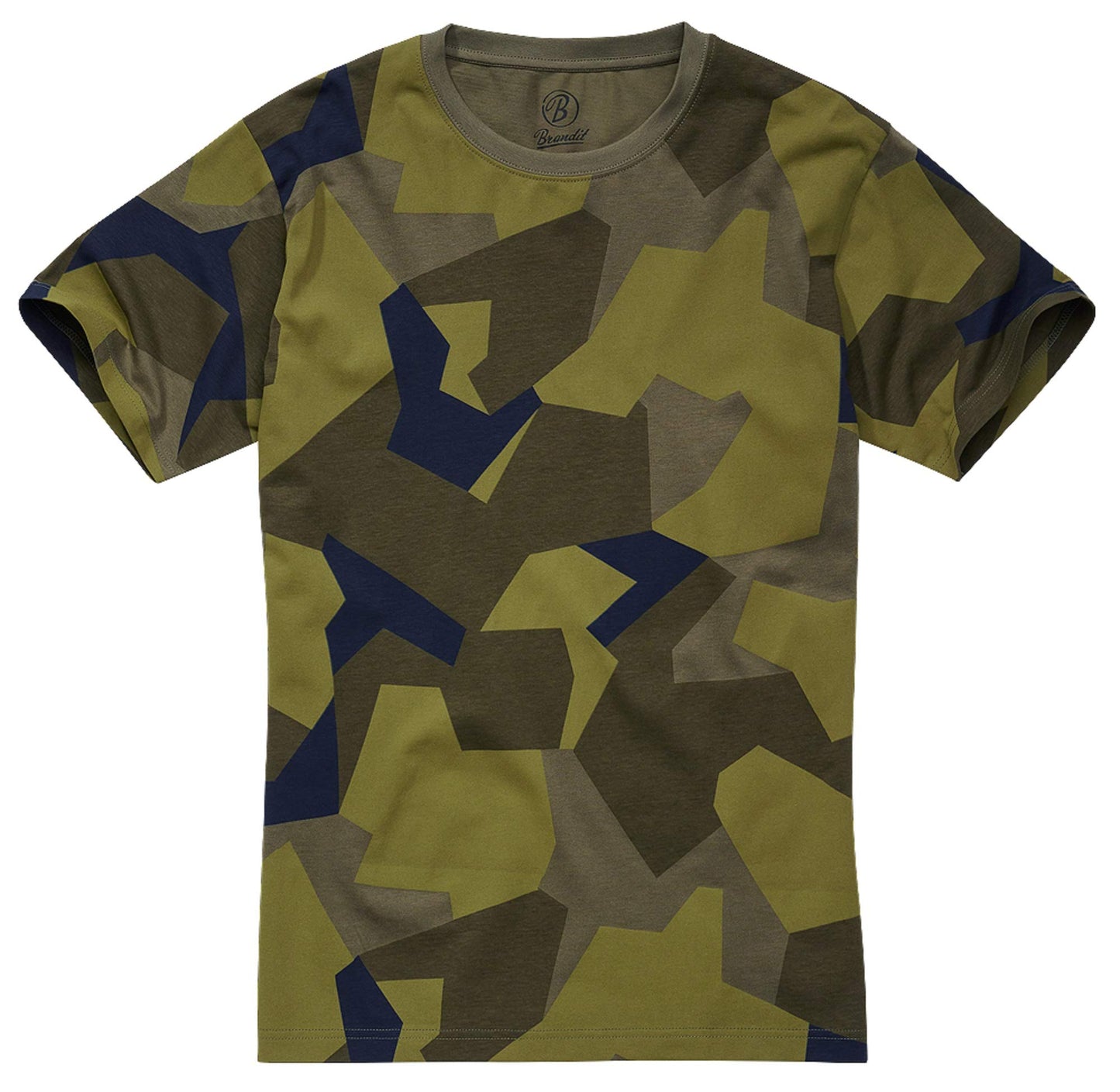 Brandit Men’s T-Shirt – Swedish Camo M90 Cotton Crew Neck Casual Outdoor Top, XXL