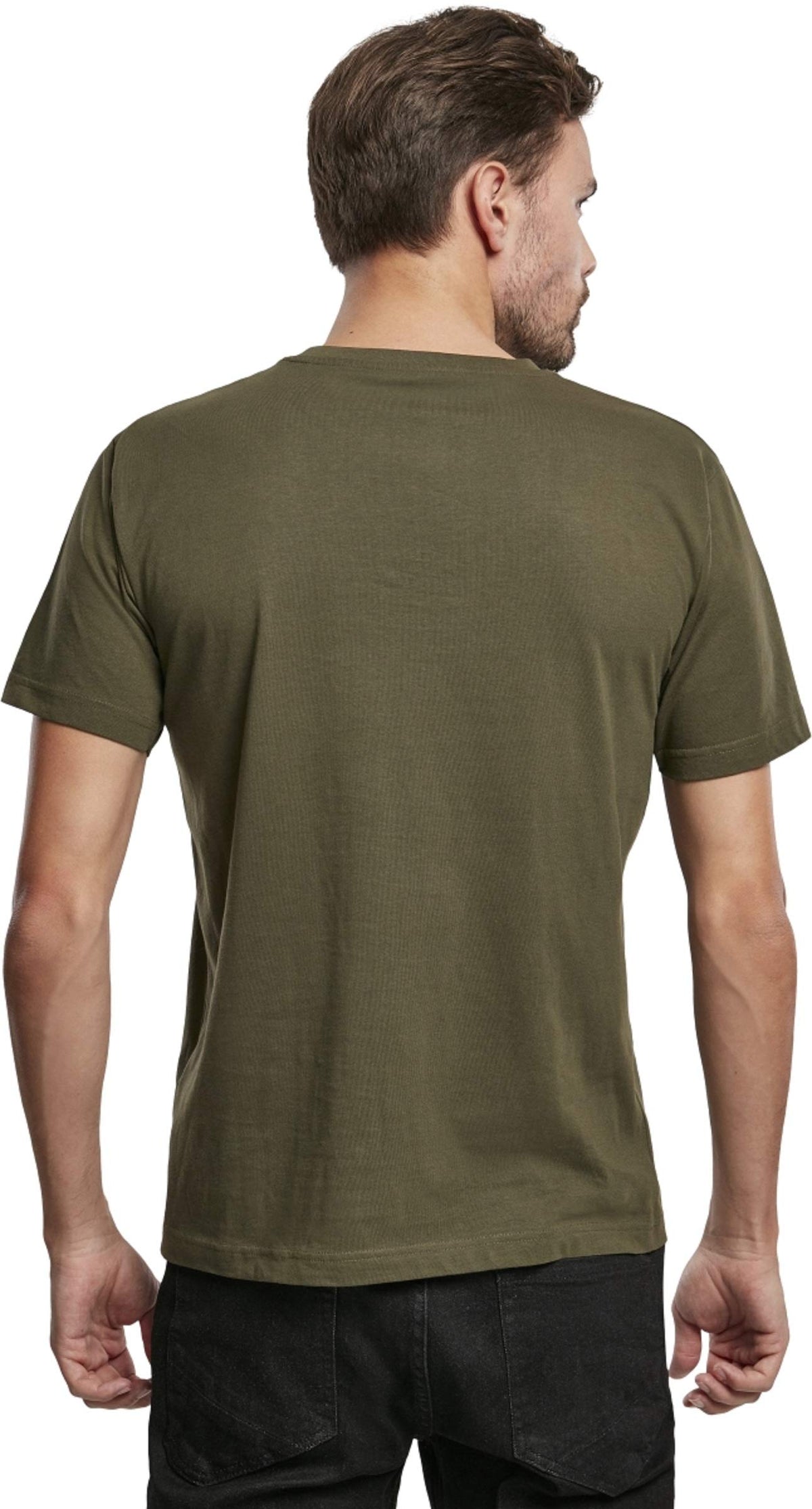 Brandit Men’s T-Shirt – Olive Cotton Crew Neck Casual Short Sleeve Top, Size
