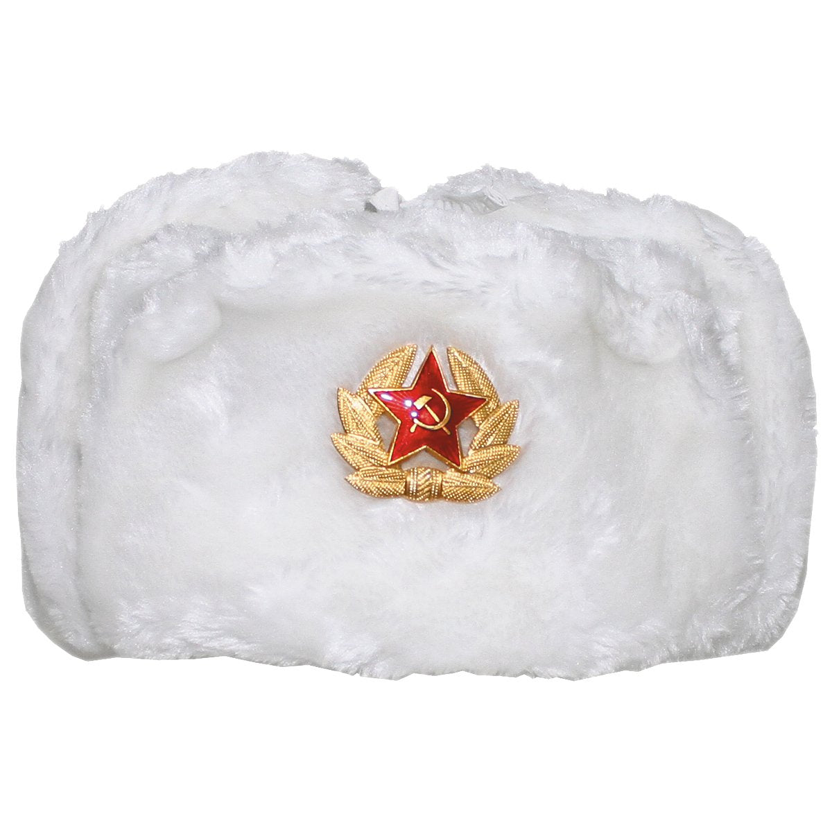 MFH Russian Fur Hat with Badge White