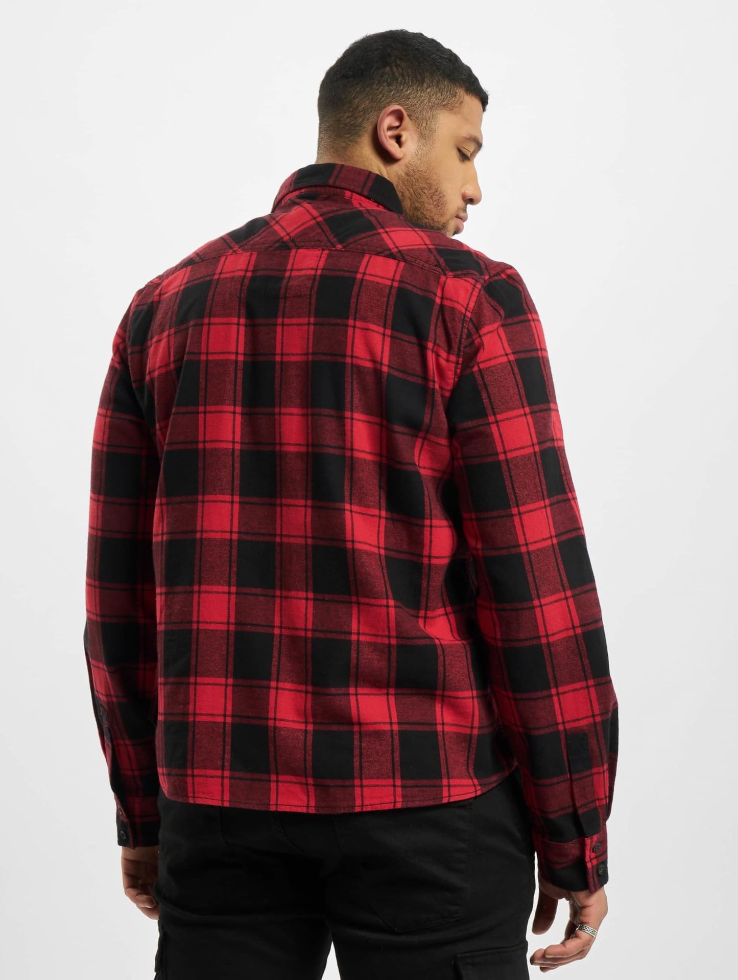 Brandit Men’s Check Shirt – Red/Black Flannel Style Casual Button-Up, Size 7XL