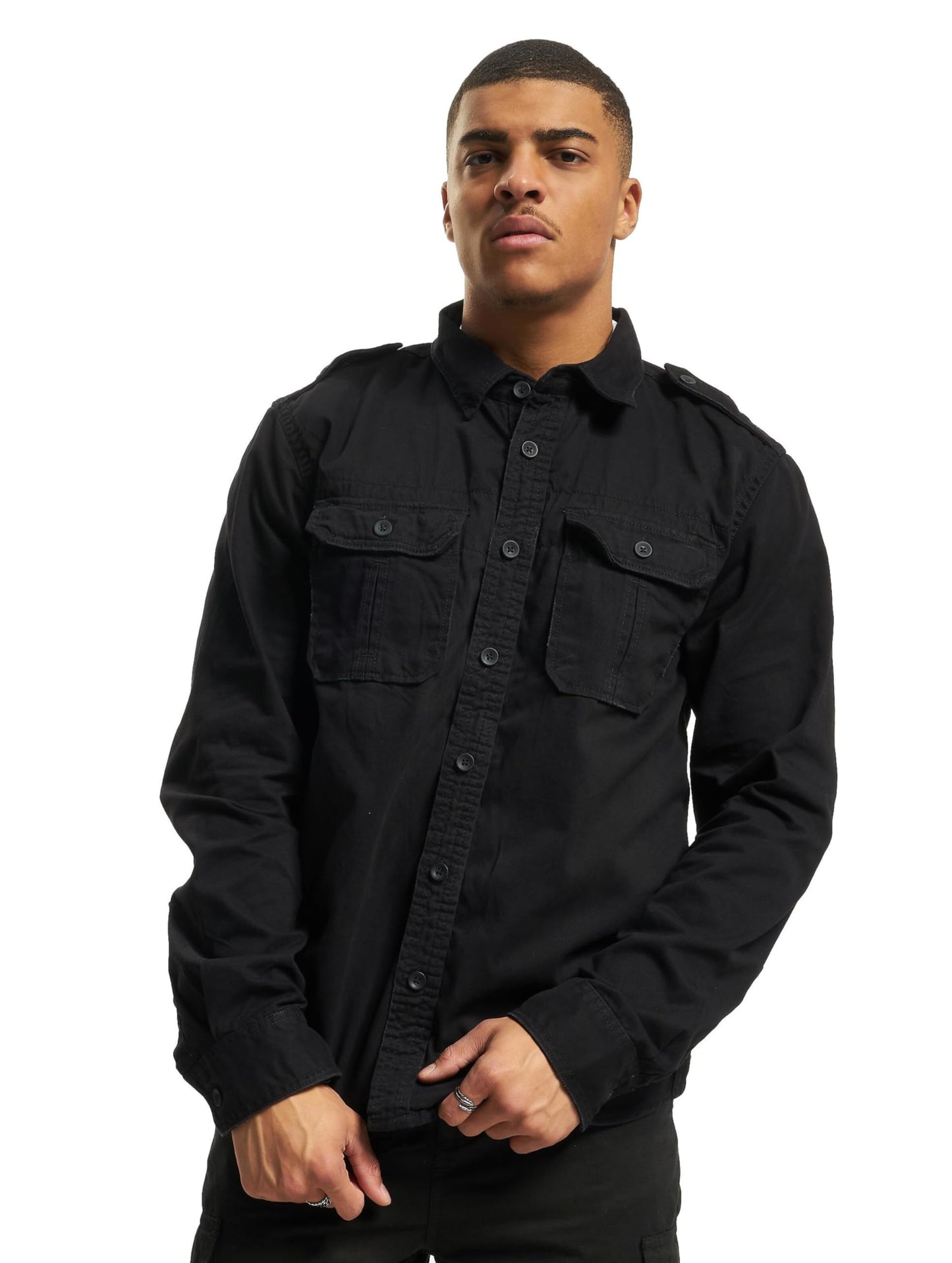 Brandit Vintage Long Sleeve Shirt Black L – Men’s Cotton Military Style