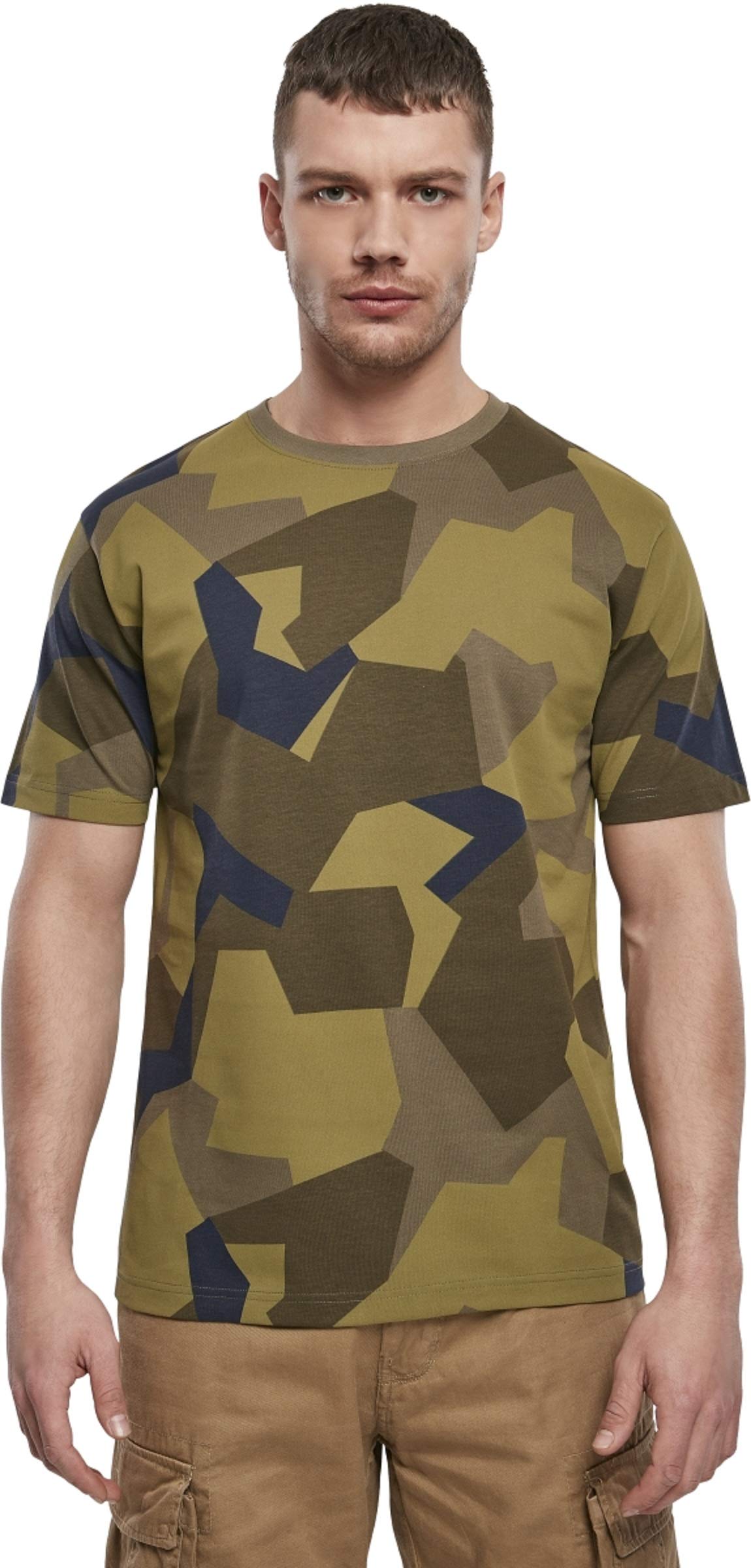 Brandit Men’s T-Shirt – Swedish Camo M90 Cotton Crew Neck Casual Outdoor Top, S