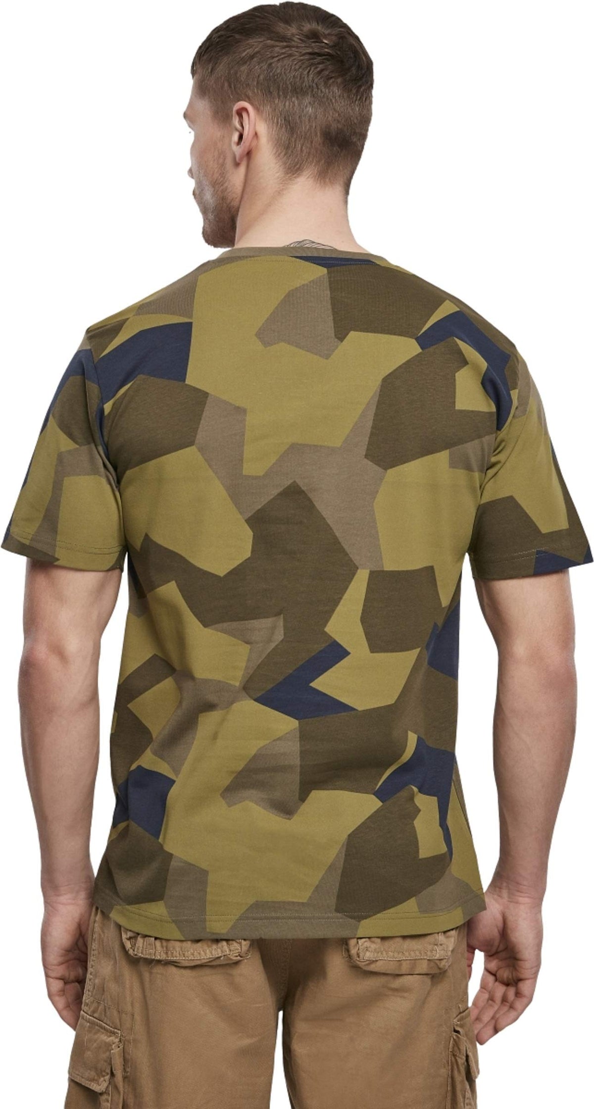 Brandit Men’s T-Shirt – Swedish Camo M90 Cotton Crew Neck Casual Outdoor Top