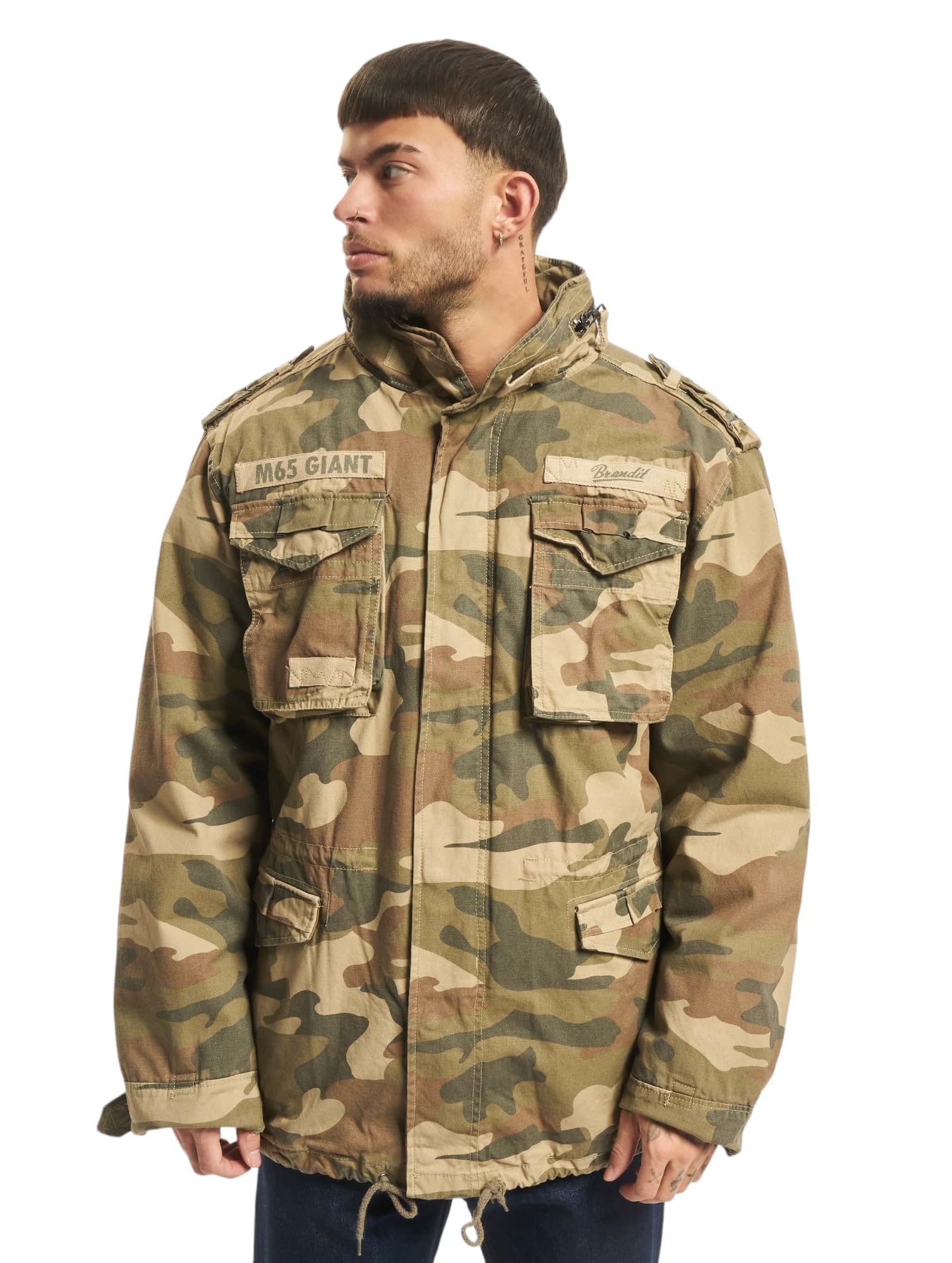 Brandit Men’s M-65 Giant Jacket Light Woodland – Vintage Military Field Coat 7XL