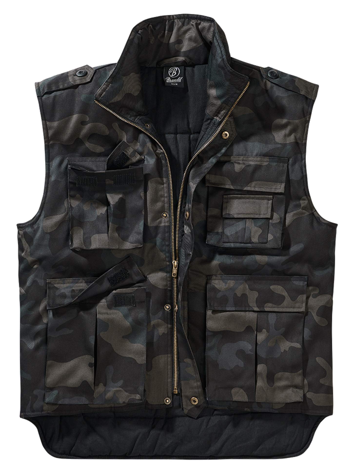 Brandit Ranger Vest – Dark Camo Outdoor Multi-Pocket Utility Tactical Vest, XXL