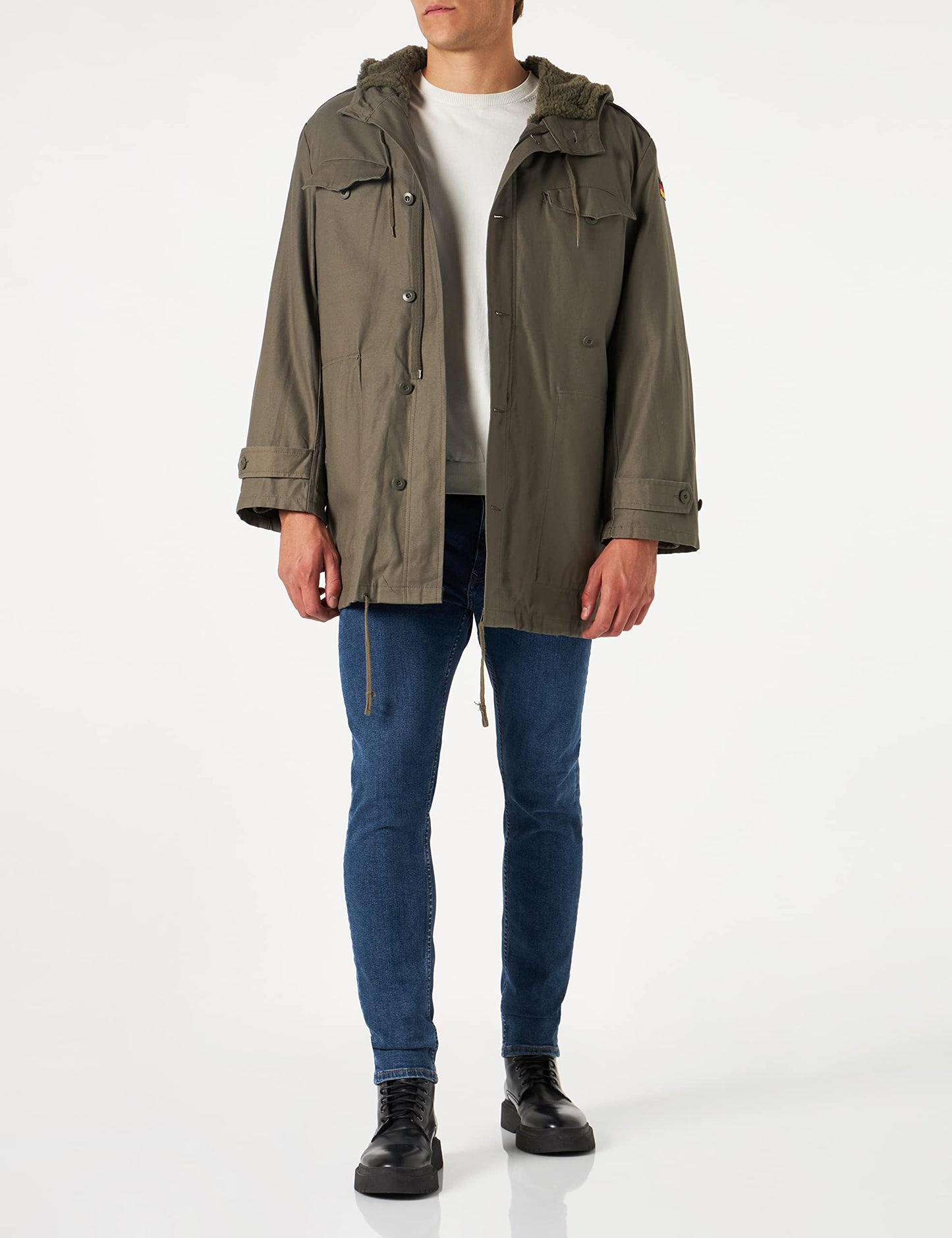 CamoOutdoor Men's German Army Classic Parka Military Combat Jacket Coat with Liner 46 Green