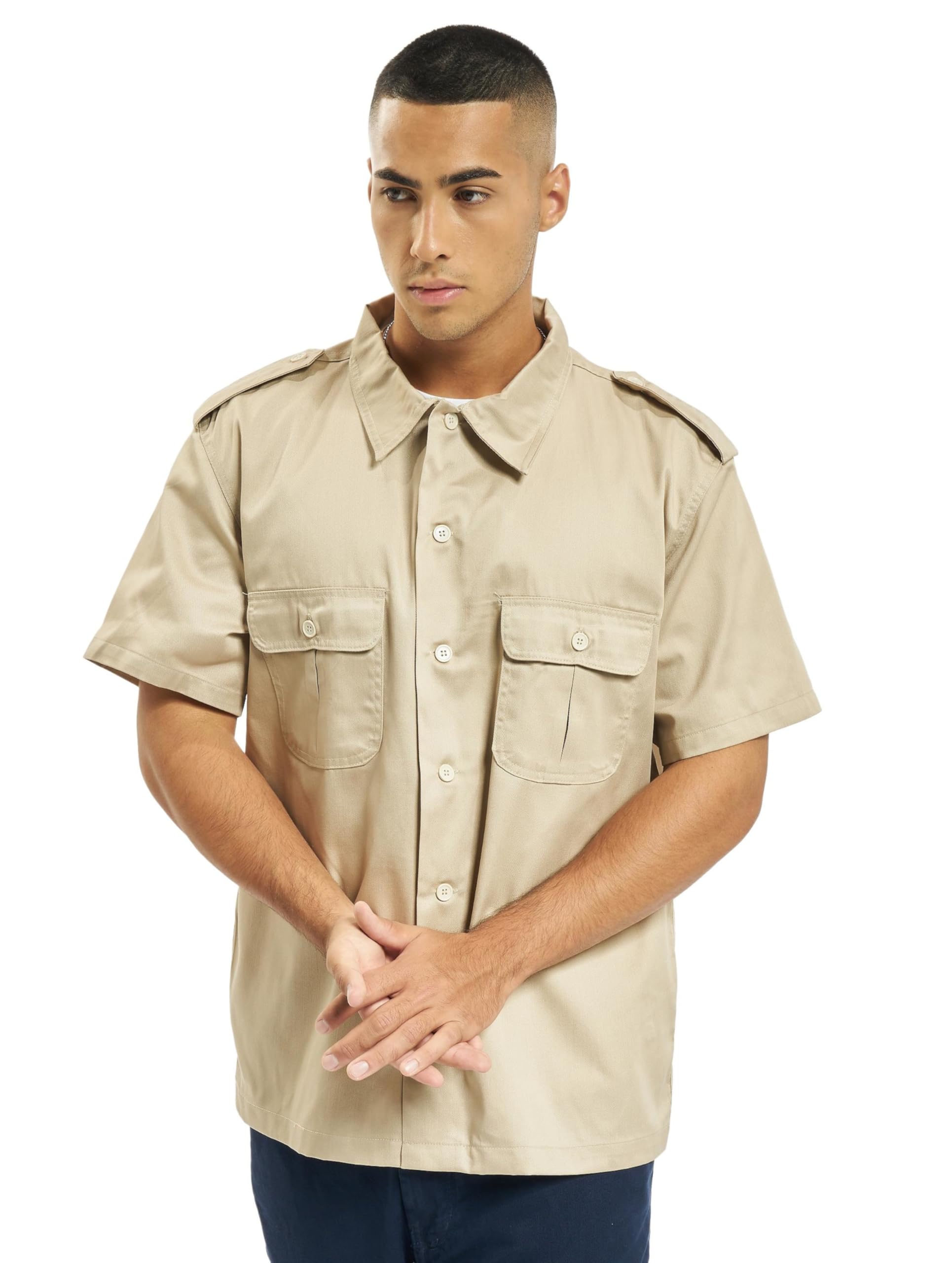 Brandit Men’s Half-Sleeve Shirt – Beige Casual Cotton Outdoor Top, Size 6XL