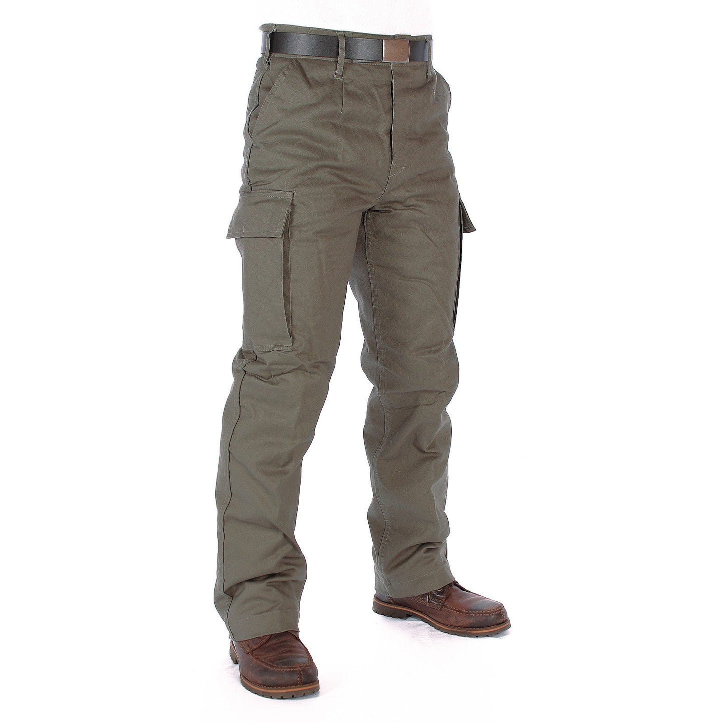 Olive Green Moleskin Thermal Trousers Winter Warm Padded Pants