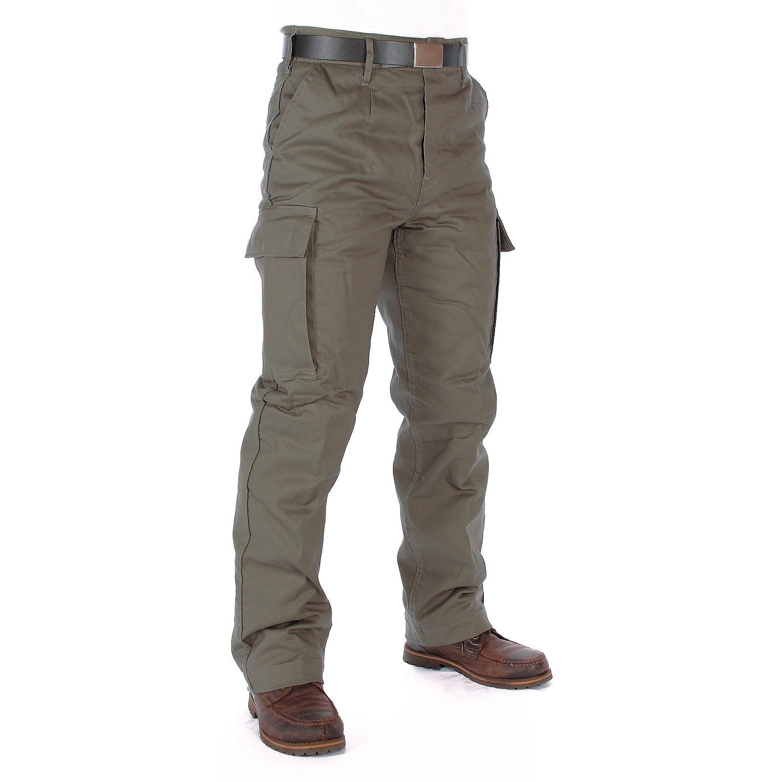 Olive Green Moleskin Thermal Trousers Winter Warm Padded Pants