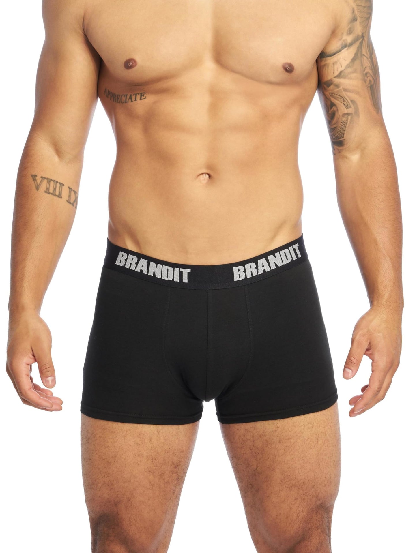 Brandit Men’s Boxer Shorts Logo 2-Pack Dark Camo/Black – Cotton Underwear