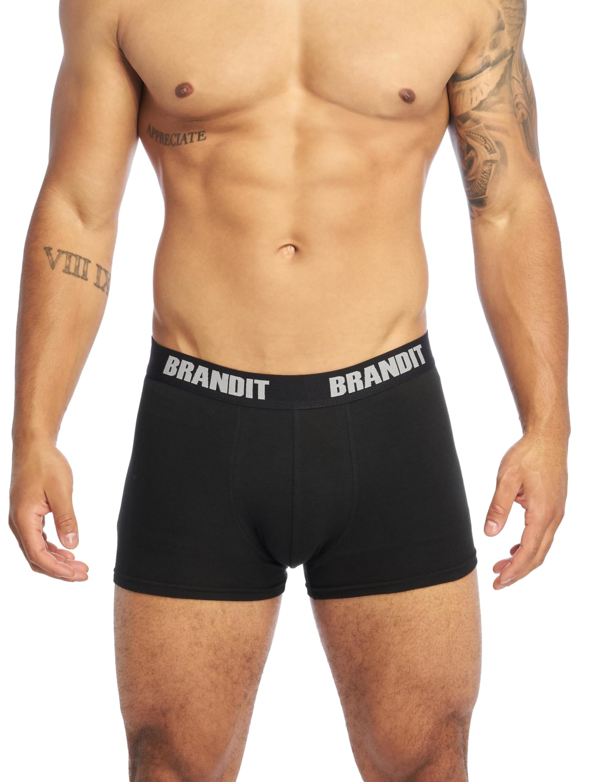 Brandit Men’s Boxer Shorts Logo 2-Pack Dark Camo/Black – Cotton Underwear