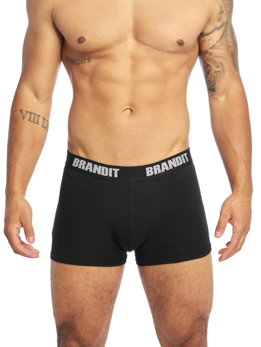 Brandit Men’s Boxer Shorts Logo 2-Pack Dark Camo/Black – Cotton Underwear
