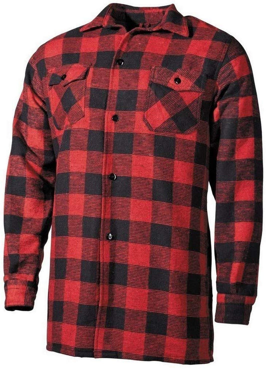 Mil-Tec Flannel Shirt Black Red Cotton Long Sleeve Checkered S