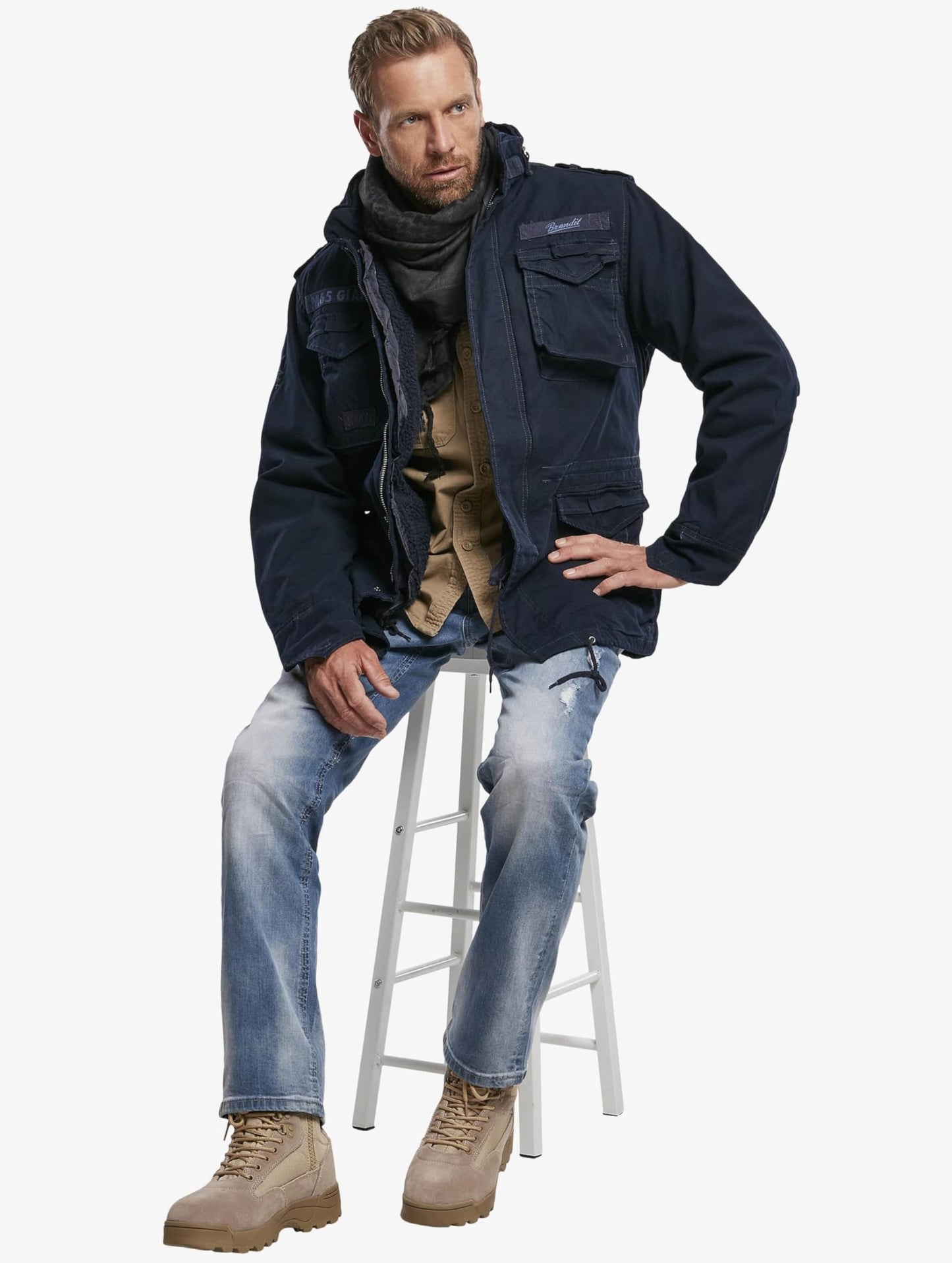Brandit Men’s M-65 Giant Jacket Navy – Vintage Military Field Coat 7XL